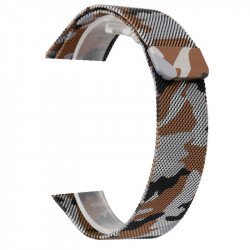 Premium Color Stainless Steel Magnetic Milanese Loop Strap Wristband for Apple Watch Series 7/6/SE/5/4/3/2/1 Sport - 44MM / 42MM (Camouflage Brown)